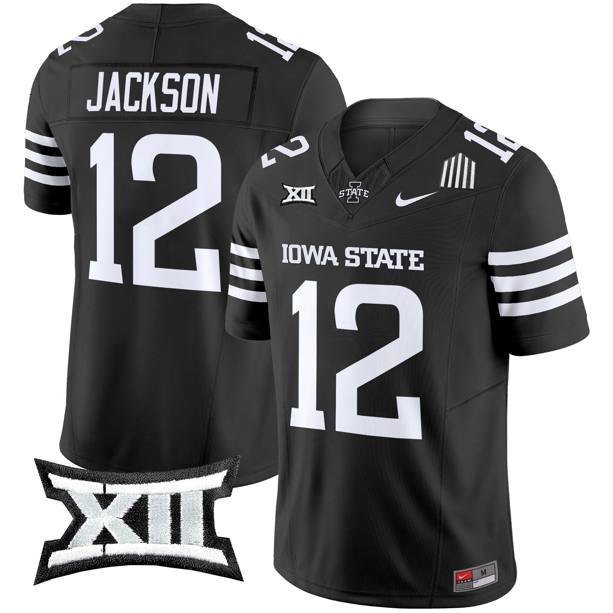 Men Iowa State Cyclones #12 Jackson Black Nike 2024 Vapor Limited NCAA Jersey style 1->->NCAA Jersey
